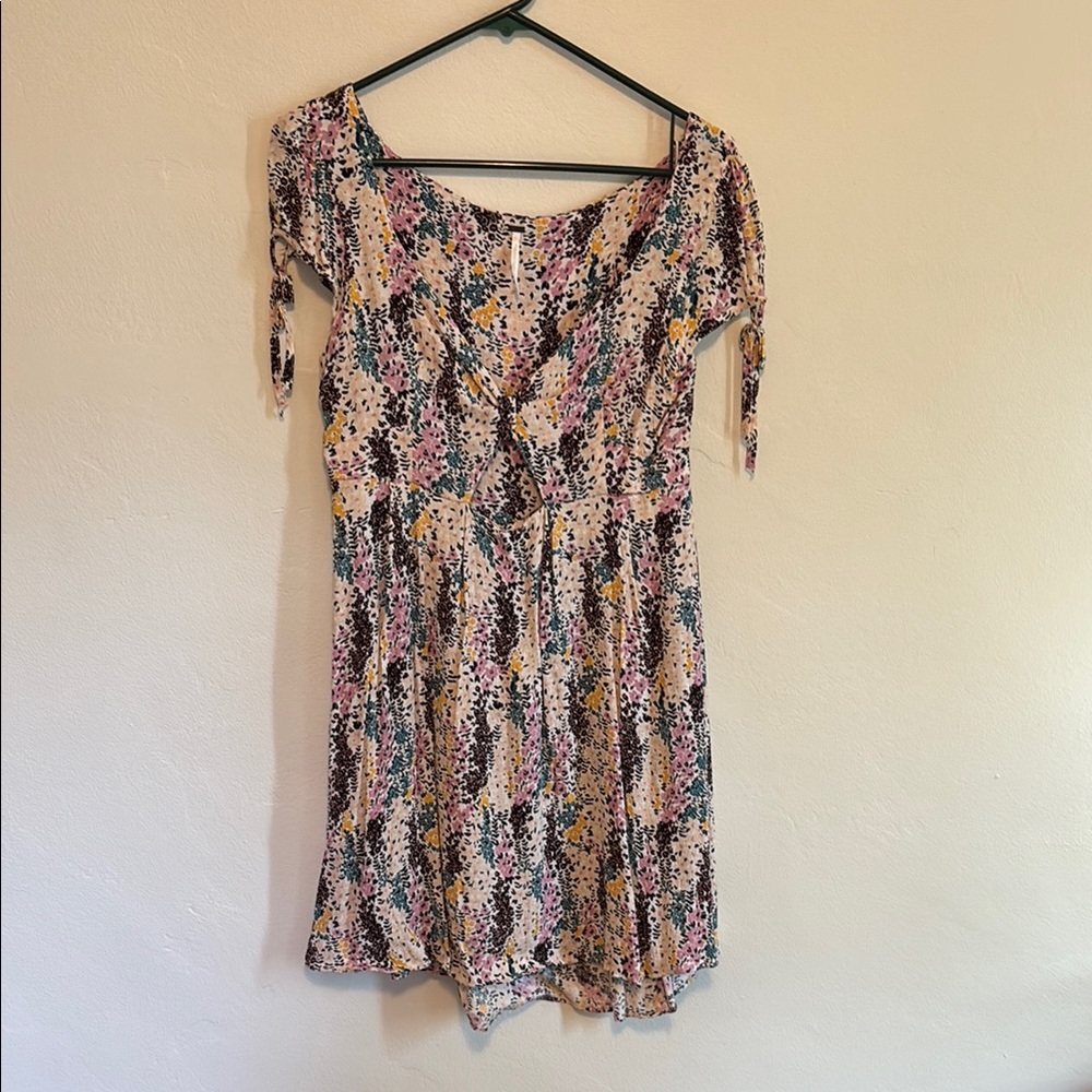 Free People purples and blues Midi Sundress with Flutter Sleeves and keyhole